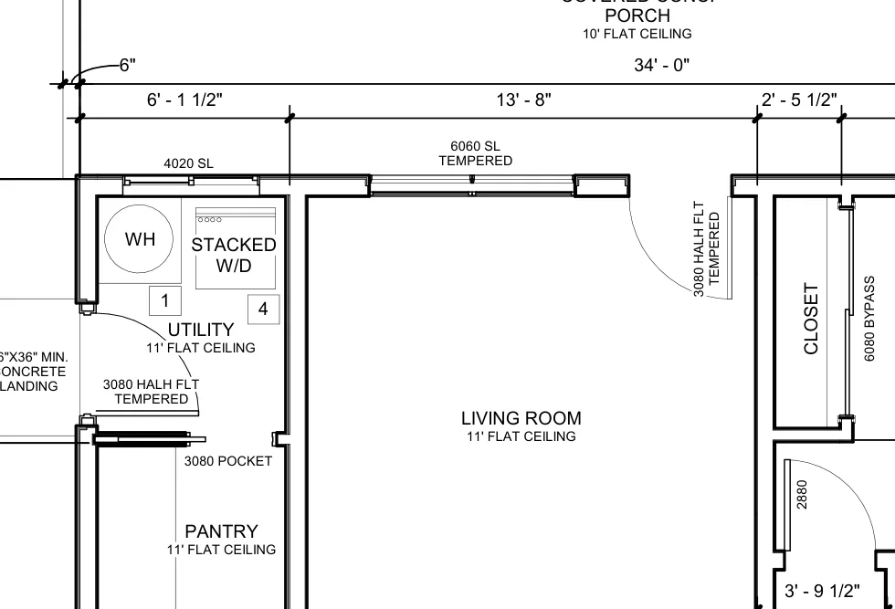 Original U.S. floor plan with feet and inches